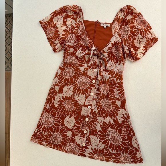 Madewell Silk Tie-front Mini Dress in Sunflower Season - Picture 5 of 8